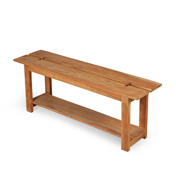 Solid Wood Bench with Lower Storage Shelf