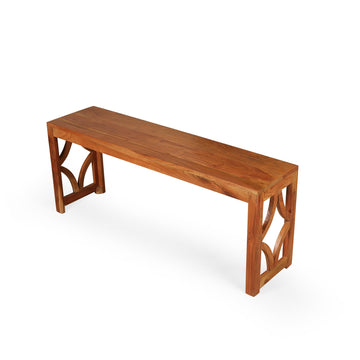 Solid Wood Bench with Decorative Side Panel Design