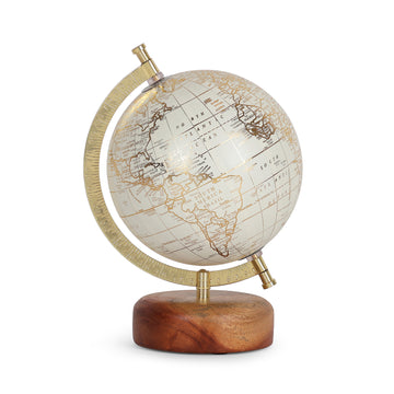 Ivory World Globe with Gold Frame – Elegant Home & Office Décor