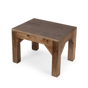 Ribbed Top Wooden Stool (Dark Oak Finish)