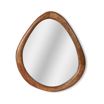 Organic Pebble-Shaped Wooden Mirror