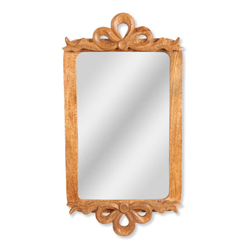 Ornate Bow-Crest Wooden Mirror