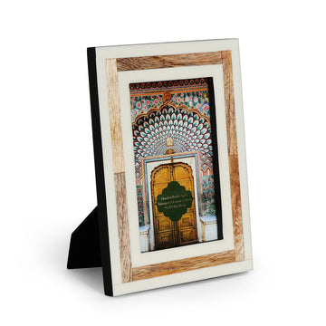 Ivory & Wood Layered Photo Frame