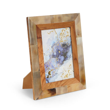 Beige Horn & Wood Photo Frame