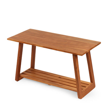 Modern Solid Wood Console Bench with Slatted Base