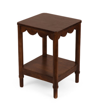 Handcrafted Wooden Accent Stool – Sculpted Top Design