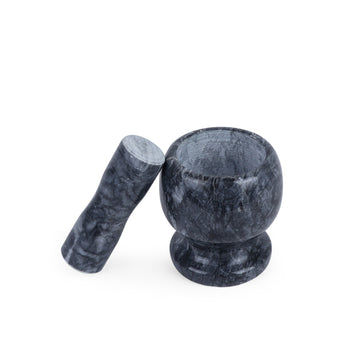 Black Marble Mortar & Pestle | Heavy Duty Spice & Herb Grinder