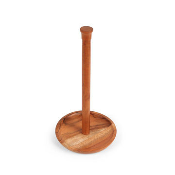 Acacia Wood Paper Towel Holder with Round Tray Base