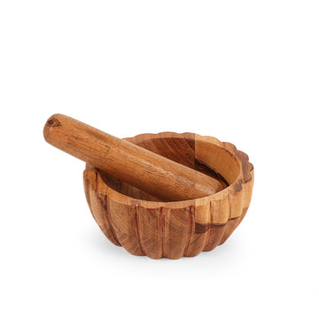 Wooden Mortar & Pestle | Traditional Spice Crusher for Kitchen