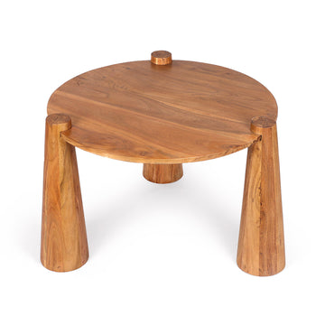 Solid Wood Round Coffee Table with Sculpted Legs
