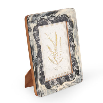 Handcrafted Marble Swirl Floral Wooden Photo Frame for Tabletop Décor