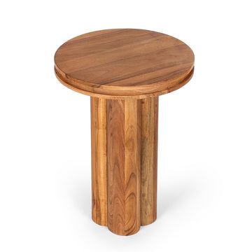 Solid Wood Pedestal Side Table – Modern Handmade Design