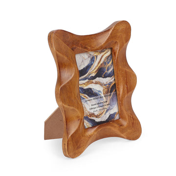 Handcrafted Wavy Solid Wood Photo Frame for Desk & Side Table