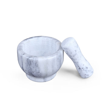 Grey Marble Mortar & Pestle Bowl | Masala & Paste Grinder
