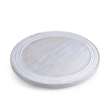 Chevron Pattern Round Wooden Tray