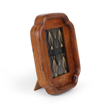 Handcrafted Wavy Wooden Photo Frame with Modern Art Deco Backing