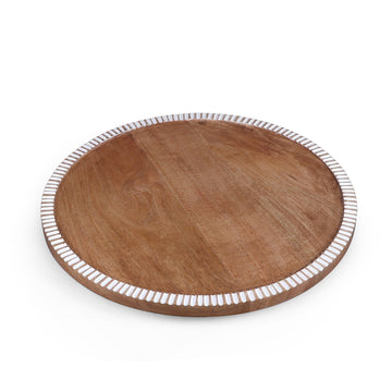 Wooden Serving Tray with White Rim | Tabletop Platter