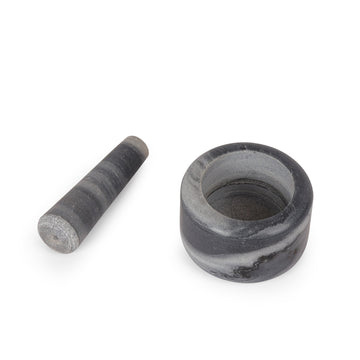 Dark Marble Mortar & Pestle | Mini Spice Crusher for Kitchen