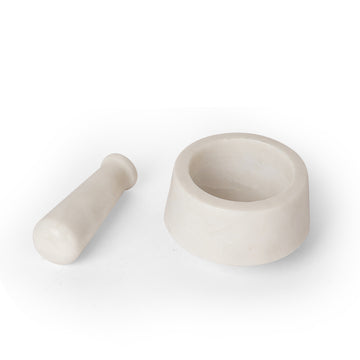 White Marble Mortar & Pestle | Handcrafted Spice & Herb Grinder