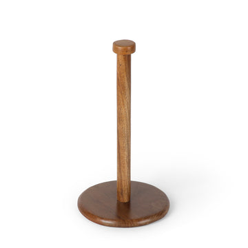 Minimal Dark Wood Paper Towel Holder with Round Base