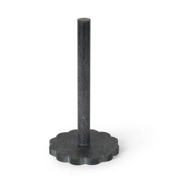 Black Stone Paper Towel Holder with Floral Base