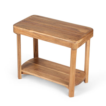 Minimal Solid Wood Side Table with Open Shelf