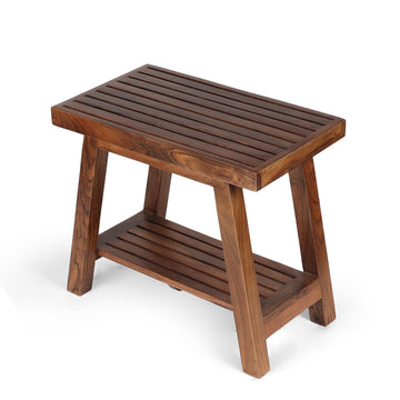 Rustic Solid Wood Stool with Slatted Top