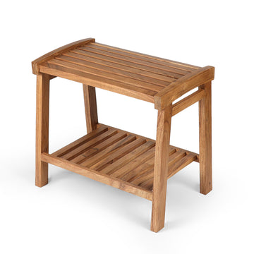 Minimal Solid Wood Side Table with Slatted Shelf