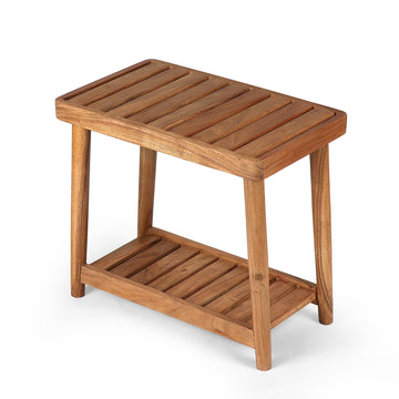 Classic Solid Wood Side Table with Slatted Storage