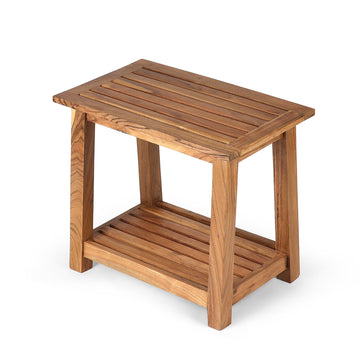 Compact Solid Wood Side Table with Open Shelf