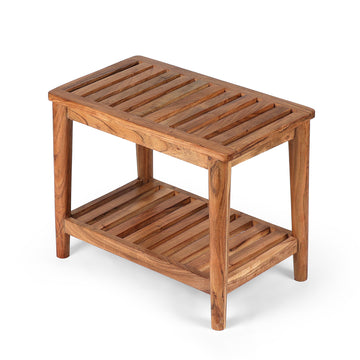 Solid Wood Side Table with Slatted Top Design