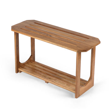 Modern Solid Wood Bench with Open Base Design