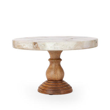 White & Grey Natural Marble Cake Stand