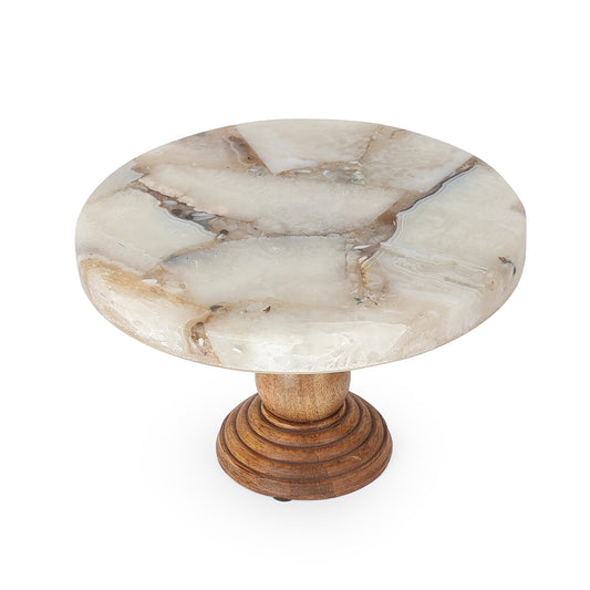 White & Grey Natural Marble Cake Stand