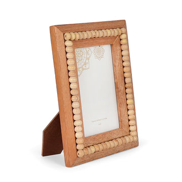 Natural Beaded Wooden Photo Frame