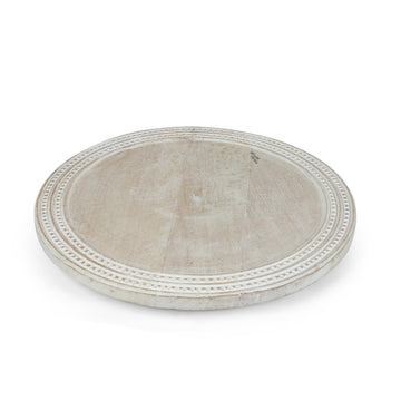 Whitewashed Carved Rim Round Tray