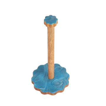 Blue Resin Accent Wooden Paper Towel Holder