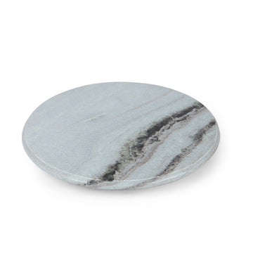 Grey Marble Round Platter with Statement Vein