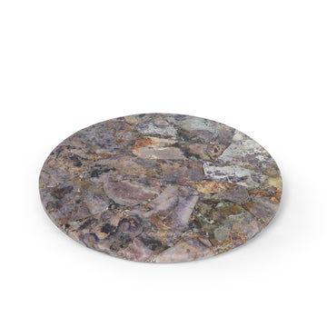 Geometric Ivory Inlay Round Wooden Platter