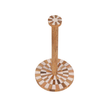 Black White Checkered Round Tissue Roll Holder Stand