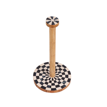 Black White Geometric Square Tissue Roll Holder Stand
