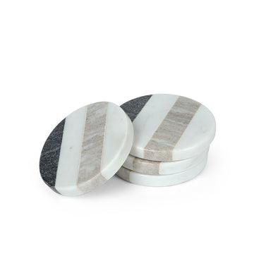Striped Marble Round Coasters – Premium Designer Table Accessories