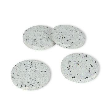 Light Grey Speckled Stone Round Coasters – Minimal Modern Tableware