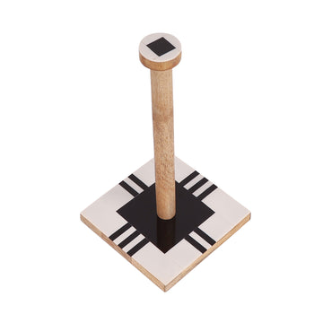 Ceramic & Wood Tissue Holder Stand