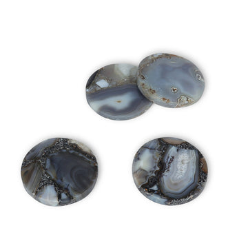 Dark Grey & Black Agate Stone Coasters – Premium Handmade Coaster Set