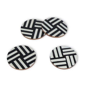 Black & White Geometric Resin Coasters – Modern Handmade Coaster Set