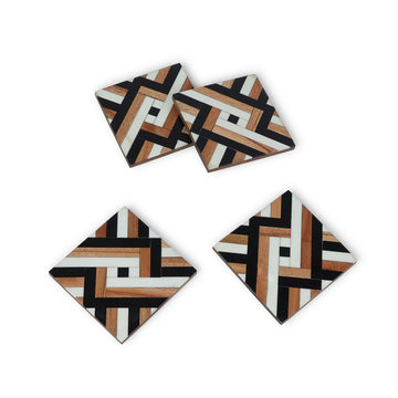 Multicolour Geometric Square Coasters – Designer Table Protection Set