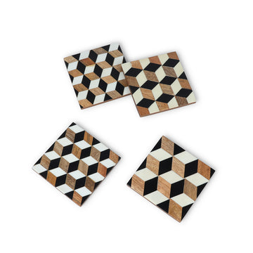Diamond Pattern Resin Coasters – Handcrafted Modern Tableware