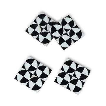 Black & White Geometric Square Coasters – Modern Table Décor Set