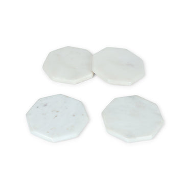 White & Light Grey Hexagon Stone Coasters – Modern Drinkware Set